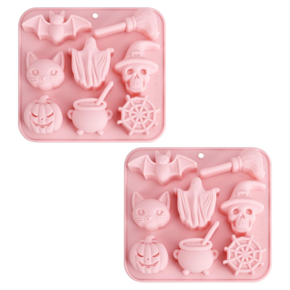 Halloween 3D Molds, 2PCS Silicone Pumpkin Baking Moulds Fun Ghost Chocolate Molds for DIY Cake Biscuit Fondant