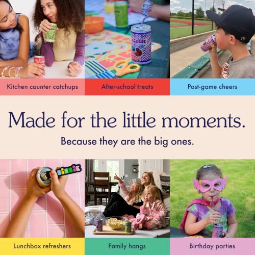 Image of NoBiggie Strawberry Watermelon Sparkling Juice for Kids | 4-Pack Mini Cans | Made with Real Fruit Juices & Purees, 4 x 7.5 fl oz Cans, Only 3g Sugar per Can, No Added Sugar, No Artificial Ingredients