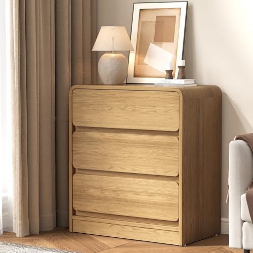 RoyalCraft Large Nightstand with 3 Drawers, Wood Night Stand for Bedroom