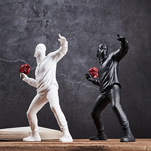 ROBAUN Figurki rzeźba z żywicy kreatywne rzemiosło artystyczne nowoczesna dekoracja domu sypialnia biurko dekoracja 21,5 cm x 18 cm x 5,5 cm (kolor: czarny)