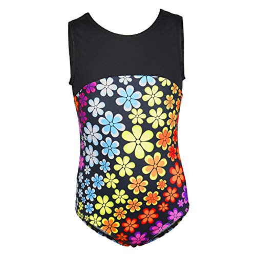 DYNWAVE Macacão Infantil Meninas Crianças Dança Ginástica Collant Sem Mangas Brilhante Bodysuit Top
