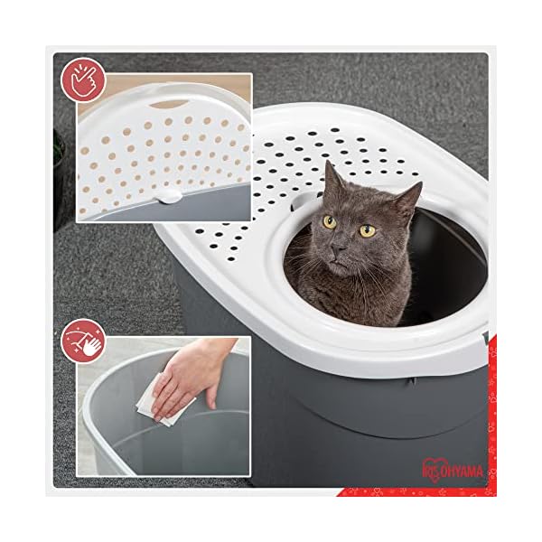 Iris Ohyama, Katzentoilette, Geschlossene Katzentoilette, Schaufel, L52 x T37.5 x H36.5 cm, TECL-20, Grau/Weiß – Bild 6