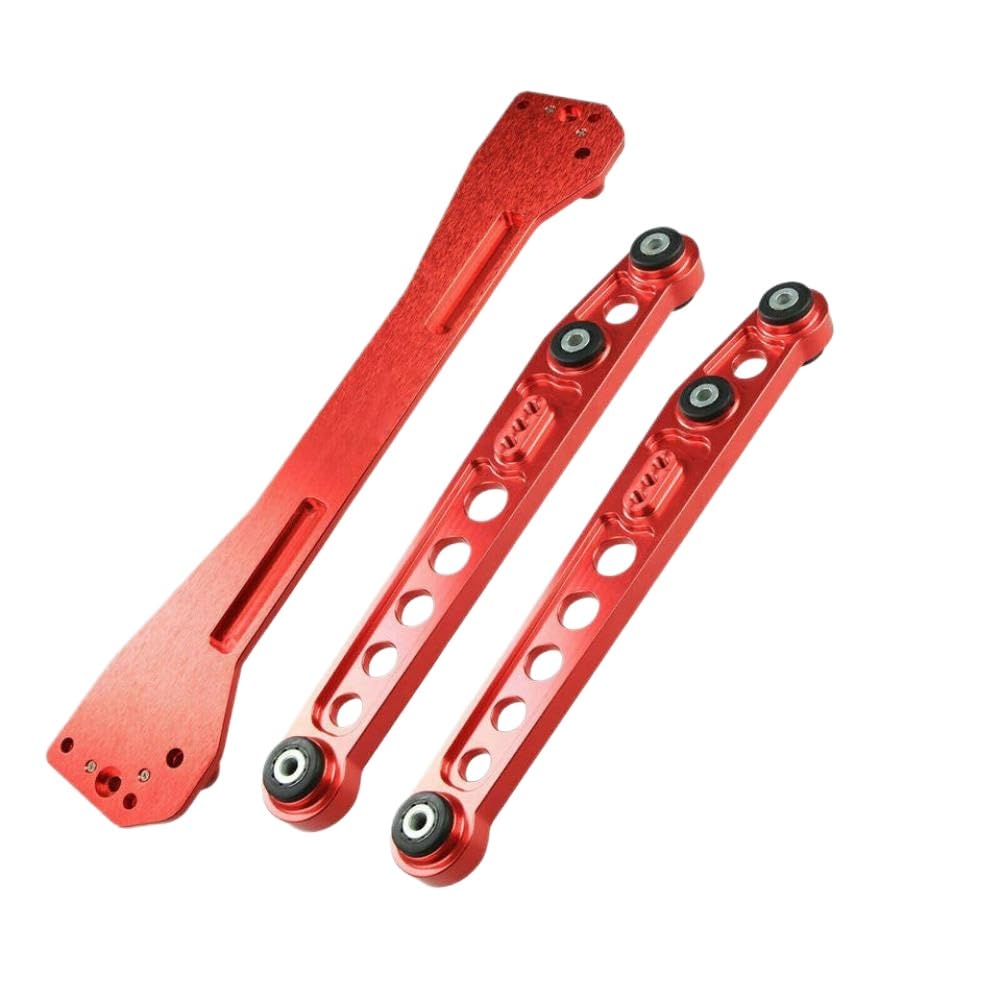 Rear Subframe Brace Tie Bar and Lower Control Arm Compatible with Civic EK 1996 2000(Red LCA kit)