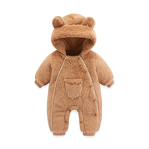 Newborn Baby Bear Outfit Suit Girls Boys Fleece Jumpsuit Romper Hooded Coat Winter Clothes Outwear Snowsuit