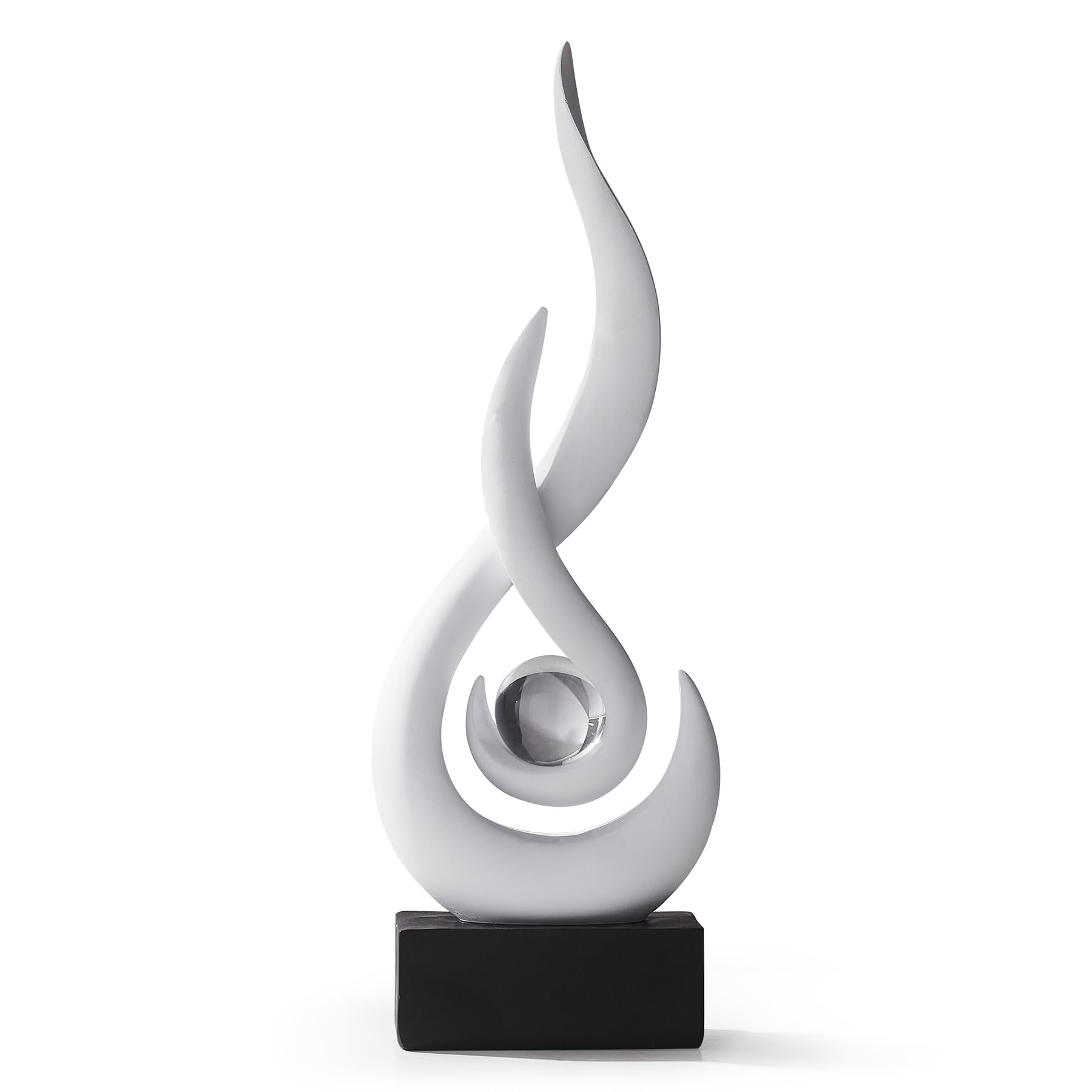 LNXMES Schwarze Flamme Skulpturen Dekor für Wohnzimmer, Moderne Minimalist Statue Home Dekoration für Esszimmer, Abstrakte Kunst Skulptur für Regal TV Stand Couchtisch Deko (Weiß-35cm)
