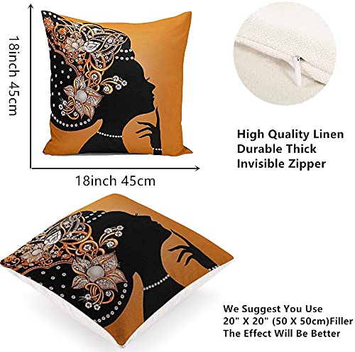 KUNQIAN Kussenslopen Afrikaanse Kussens Duurzaam Dik Linnen Set van 4 Gooi Kussenslopen Case Vierkant Voor Bank Thuis Decoratieve Woonkamer Bed Kantoor Auto Taille 18x18 inch (45x 45cm
