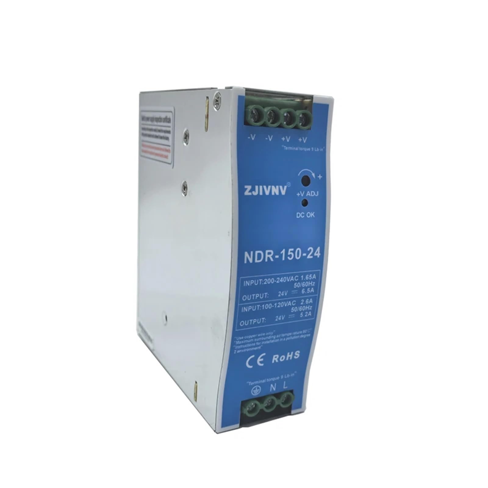 Alimentation industrielle 24V 150W NDR-150-24 à haut rendement pour bande lumineuse LED
