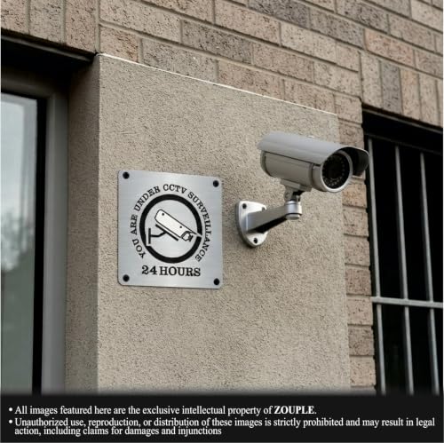 Image of CCTV Surveillance ZOUPLE Sign, 6 inchx6 inch, Dual Mount, JSL Brand Steel Laser Print