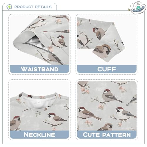 JUNZAN Cute House Sparrow Birds Little Girls Pullover Hoodie Fleece Sweatshirt With Hoodie Camping 4T3