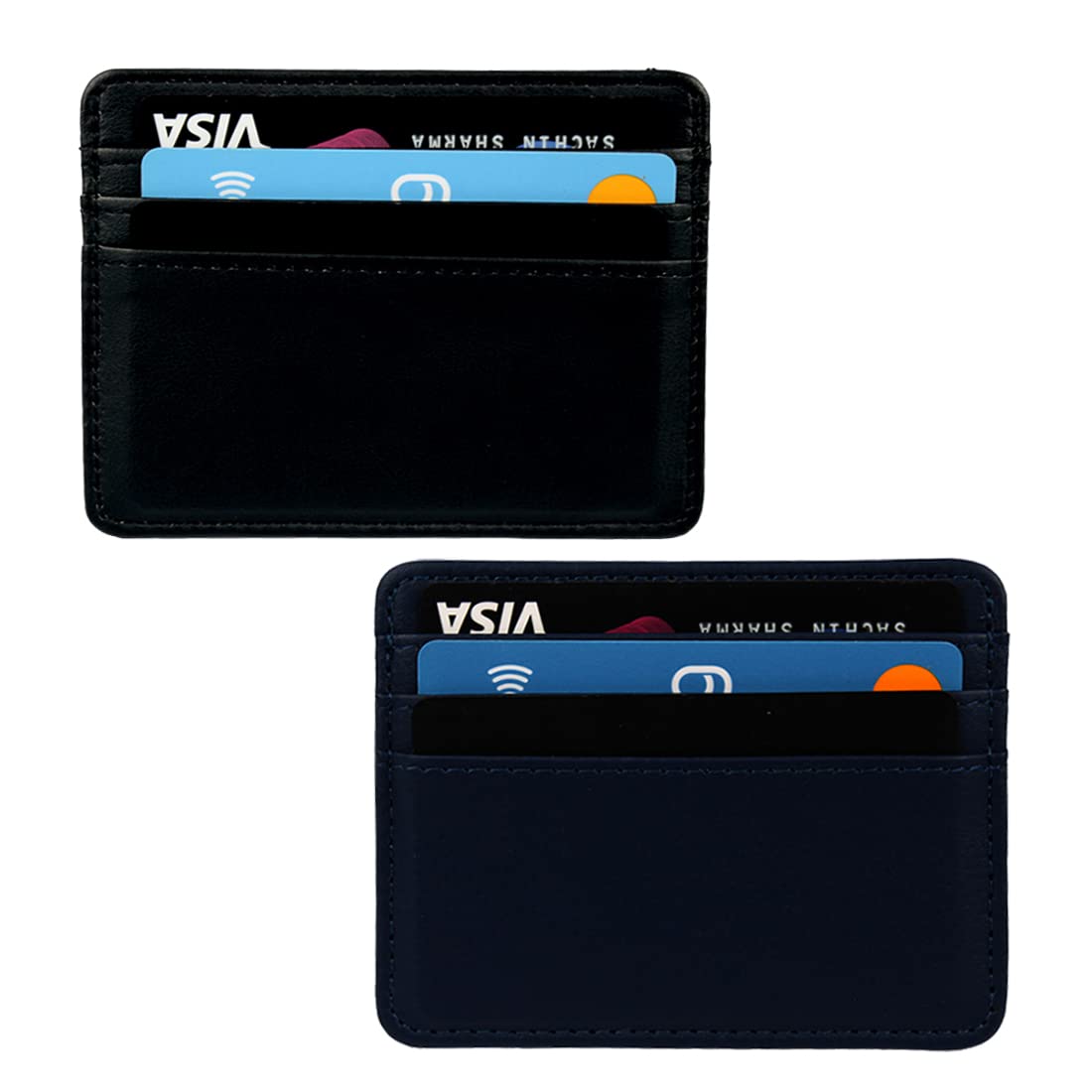 Stealodea Black & Blue Slim Leather Debit/Credit/ATM 4 Slots Men & Women Card Holder Card Holder-image-32