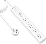 TROND Surge Protector Power Bar with 2 USB C, 6ft Flat Plug Extension Cord Indoor, 5 Outlet Extenders, 1440J Desktop Expander, Wall Mount, Dorm Room Home Travel Essentials Office Supplies, White