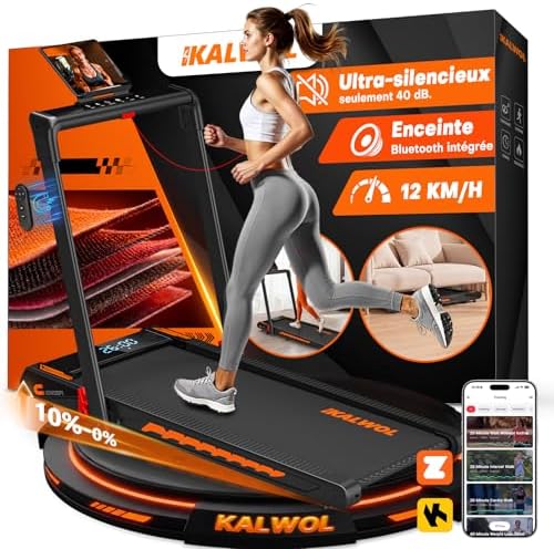 Tapis de Course, 6 en 1 Tapis de Marche Pliable avec Enceinte Blu...