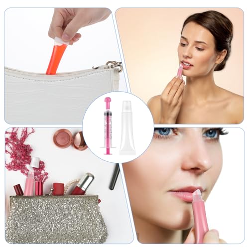 12pcs Empty Lip Gloss Tubes - 8ml Clear Lip Balm Containers with 2pcs 5ml Syringes,Refillable Balm Squeeze Tube Mini Cosmetic Soft for DIY Gloss and Travel Toiletries4