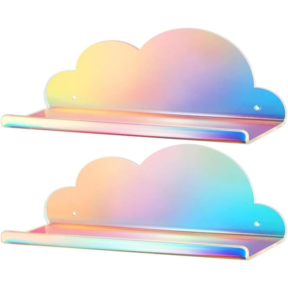 Aundhegrtt Colorful Floating Wall Hanging Cloud Style Acrylic Racks(2pcs), Wall Rack for Home Decoration& Organizing