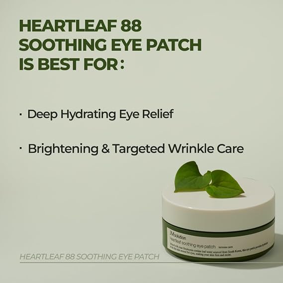 JMsolution Heartleaf 88 Soothing Eye Patch Cooling Hydrogel Under Eye Mask for Puffy Eyes, Dark Circles & Sensitive Skin Hydrating & Calming Eye Care with Houttuynia Cordata