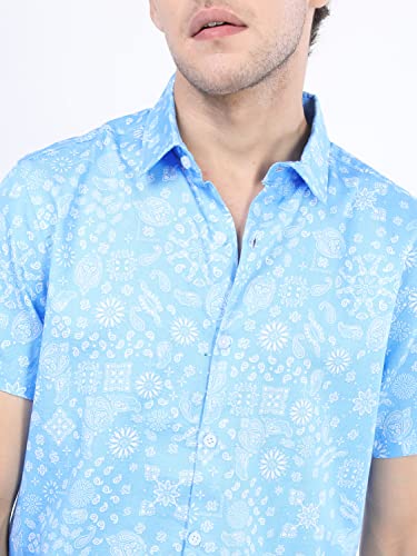 Image of KETCH Men Cotton Slim Fit Printed Half Sleeve Shirt