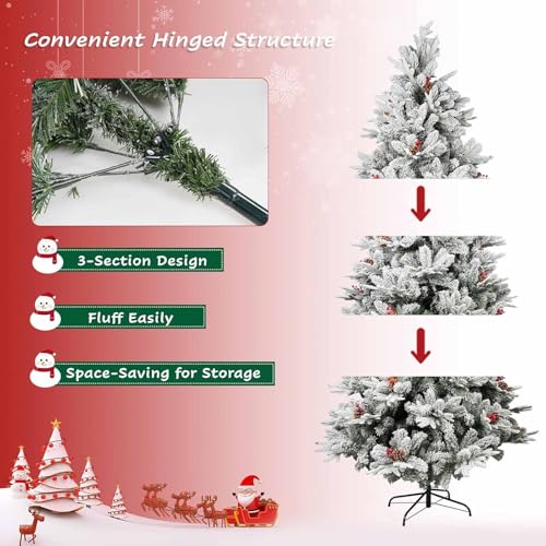 Árbol de Navidad artificial premium con piñas y ramas realistas 4