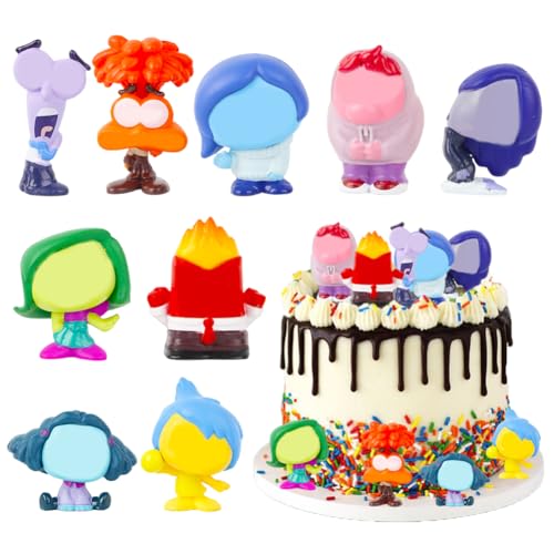 SYTTNUM 9 pcs Inside Adornos de Tartas, Decoración para Tarta Dibujos Animados, Mini Figures de Decoración Muñecos de Juguete para Tartas Fanáticos de la Película Regalos Coleccionables