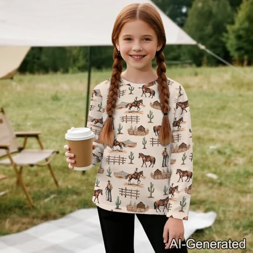 Image of Renewold Boys Girls Tees Kids T-Shirt Long Sleeve Crewneck T Shirts Casual Athletic Tops Clothing for Home School Travel