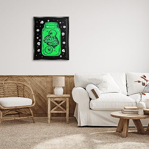 Image of Stupell Industries 'Spooky Specimen Jar'| Floating Frame Canvas Art | Stupell Industries | Black, 25 x 31 Inches, Easy to Hang and Sturdy, Made in USA, by Ziwei Li