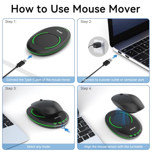 Giecy Ultra Dünner Maus Jiggler Nicht Nachweisbar,Mouse Mover mit Einstellbarem Intervall,Treiberfreier Mausbeweger für Home Office(Schwarz) – Ansicht 6