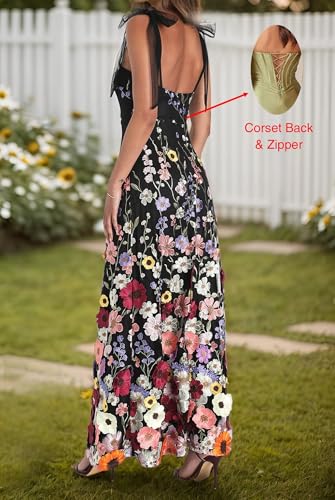 3D Flower Prom Dresses for Women Long Flower Formal Gowns Spaghetti Straps Floral Evening Party Dresses DR06184