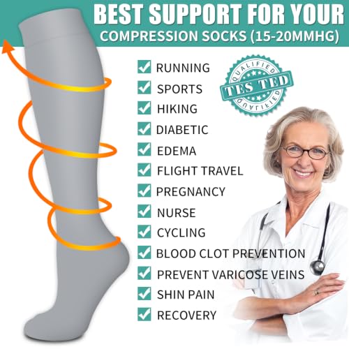 Image of Laite Hebe 3 Pack Medical Compression Sock-Compression Sock For Women and Men Circulation -Best for Running,Nursing,Athletic Sports