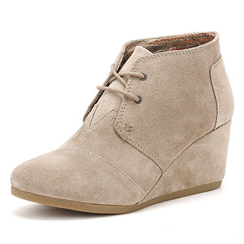 TOMS Desert Wedge Taupe Suede Boot 10006257 Womens 11