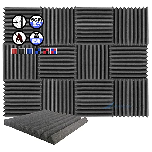 Arrowzoom スーパーダッシュ 新しい 12 ピース 防音 遮音 密度26㎏/m3 作品 吸音材 楽器 緩衝材 防音材 音響泡断熱治療 消音 超強力 騒音 スタジオ 吸音材質 室内装飾 防音対策 500x500x50 mm 縮状態出荷 スタジオレコーディング wedge タイルパネルウェッジサ SD1134 黒
