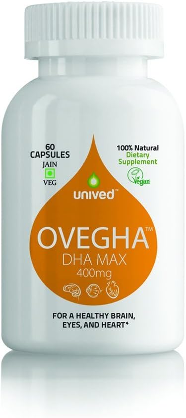 Unived Ovegha Plant-Based Omega-3 Dha | 1000Mg Algae Oil 500Mg Per Serving (Highest Dha/Serving) For Heart, Hair, Skin, Joint, Brain & Eye Health 60 Vegan Capsules