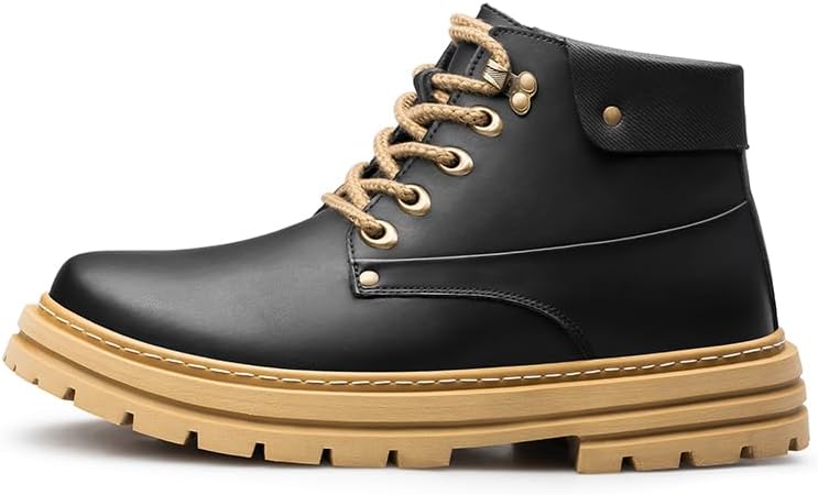 Men's Oxford Ankle Boots Work Boot Short Boots Chukka Leather Height Increasing High-top