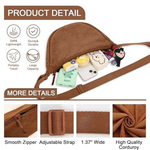 Image of Nylon Crescent Crossbody Bag for Women Purses Trendy Men,Small Travel Sling Bag Hobo