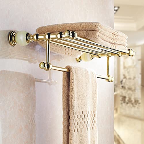 Porte-serviettes de salle de bain mural en cuivre et support jade rose européen