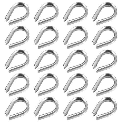 MUSISALY 20pcs Wire Rope Sleeves Steel Cable Railing Kit Electrical Cord Wire Rope Thimbles Electrical Wire Rope Cable Thimbles Riggs Wire Rigging Rope Tube Thimble Silver Stainless Steel