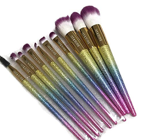 Jax & Olivia - 10 Piece SoCal Rainbow Glitter Makeup Brush Set