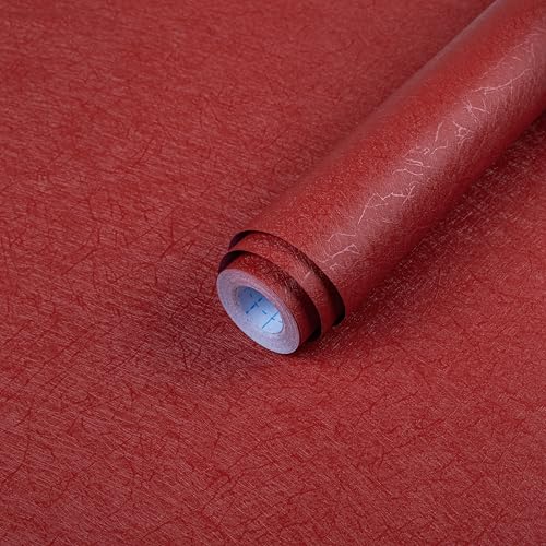 Dark Red Peel and Stick Self Adhesive Wallpaper Embossed Silk Contact Paper