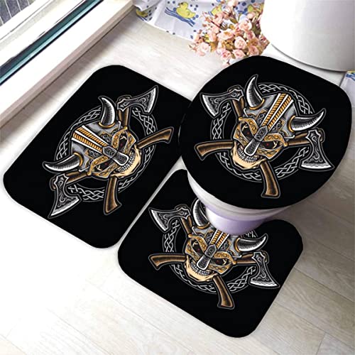 Badteppich Wikinger-Schädel Badematten Mikrofaser Luxus Badezimmerteppich Absorbierend Teppiche Set Wikinger Axt Schwert… – Bild 4