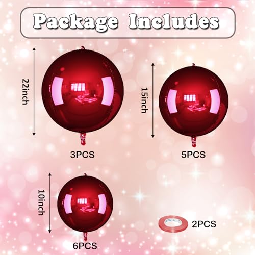 Image of 14 Pcs Burgundy Round Foil Balloons Halloween Maroon 4D Ball Balloons