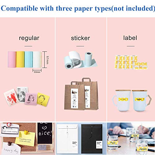 Levoty HD Bluetooth Thermal Portable Mini Cute Pocket Photo Label Sticker Receipt Printer for iPhone Android PC Windows (Bule) - Image 6
