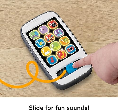 Fisher-Price Laugh & Learn Smart Phone - Gray, Pretend Phone Musical Infant Toy with Lights and Learning Content - Thumbnail 4