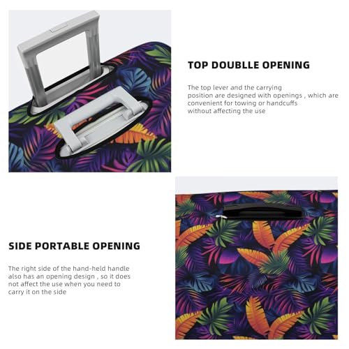 Colorful Tropical Leaves Elastic Travel Luggage Covers Dustproof Scratch-Resistant Suitcase Protector Fit 22-24 Inch3