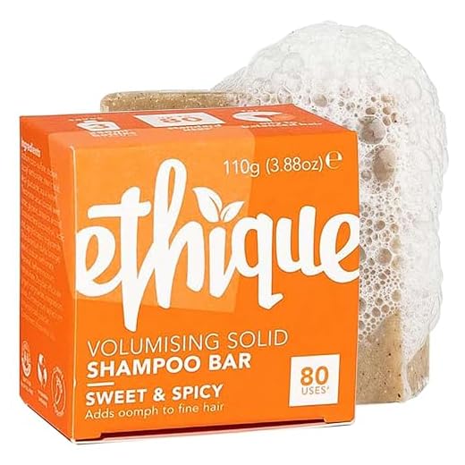 Ethique Eco-Friendly Solid Shampoo Bar to Add Volume & Bounce, Sweet & Spicy - Sustainable Natural Shampoo, Plastic Free, pH Balanced, Vegan, Plant Based, 100% Compostable and Zero Waste 3.88oz