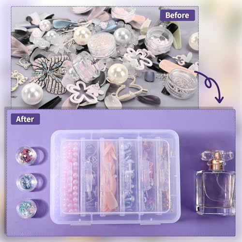 Image of Cosics Bead Organizers and Storage, Clear Plastic Bead Storage Containers with Lid, 6 Mini Rectangles Boxes for DIY Jewelry, Bracelet Making, Stickers, False Nails, Screws, Seeds