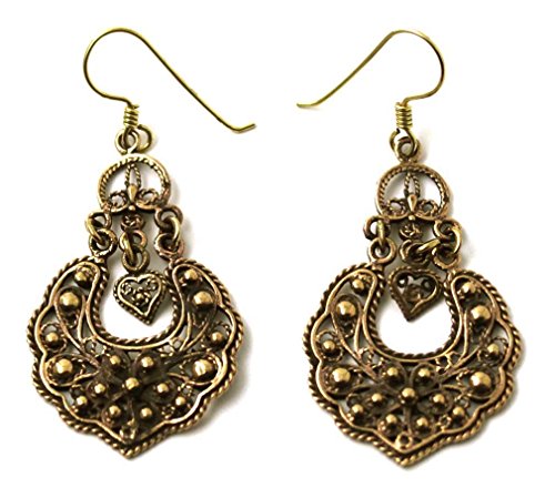 Bronze Bohemian Hippie Boho Vine Curve Filigree Drop Dangle Earrings