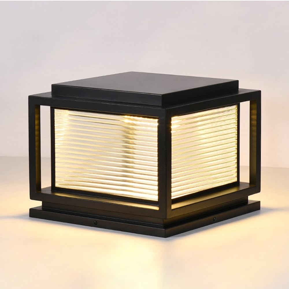 Hardwired Post Lights Fixture For Outdoor Aluminum Waterproof Column Lights Exterior Lamp Post Lantern With Glass Gate Pillar Lamps Modern Fence Deck Lanterns For Garden Yard Mailbox Pier Lantern