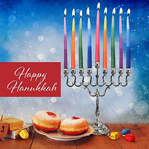 Nermitzvahdriplesschanukahcandlesstandardsizetricoloredhanukkahcandlesfitsmostmenorahspremiumqualitywaxforall8nightsofhanukkahcount45  Urban Country Home Decor Ner mitzvah dripless chanukah candles standard size tri colored hanukkah candles fits most menorahs premium quality wax for all 8 nights of hanukkah count 45  urban country home decor