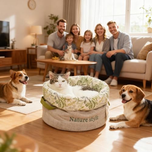 Panier pour chat lavable rond en forme de seau avec poignées - 8