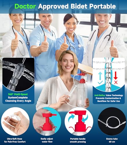 Image of Enema Kit for Clean - Anal Douche Anti Back-Flow with 3 Nozzle Tips - Douche for Women /Douches for Men - 600ml /20.29 OZ