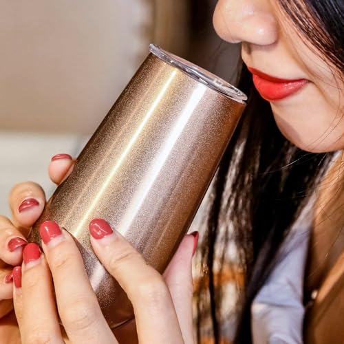 Vasos de champán de acero inoxidable mini copas sin tallo Maxdot 6 oz para café 7