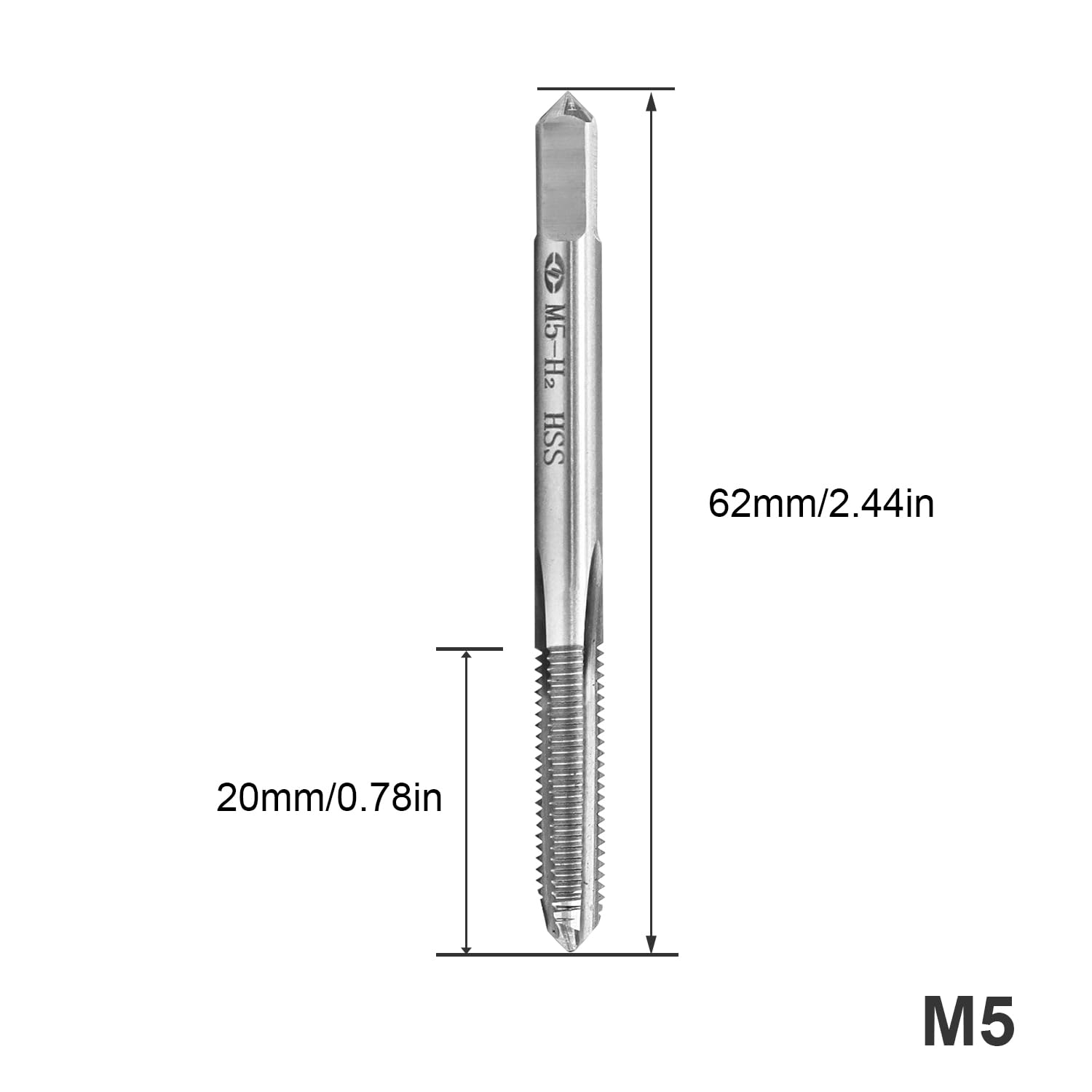 Kesiku M5*0.8 Metric Hand Thread Tap, Taper Screw Tap Set, Tapping Tool Repair Tool, 1 Pair, Silver, M5*0.8-2pc - Image 2
